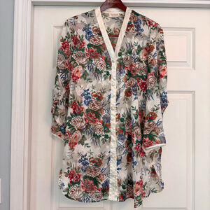 Vintage 80’s Women's Victoria's Secret Gold Label Floral Robe Size Sleep Dress